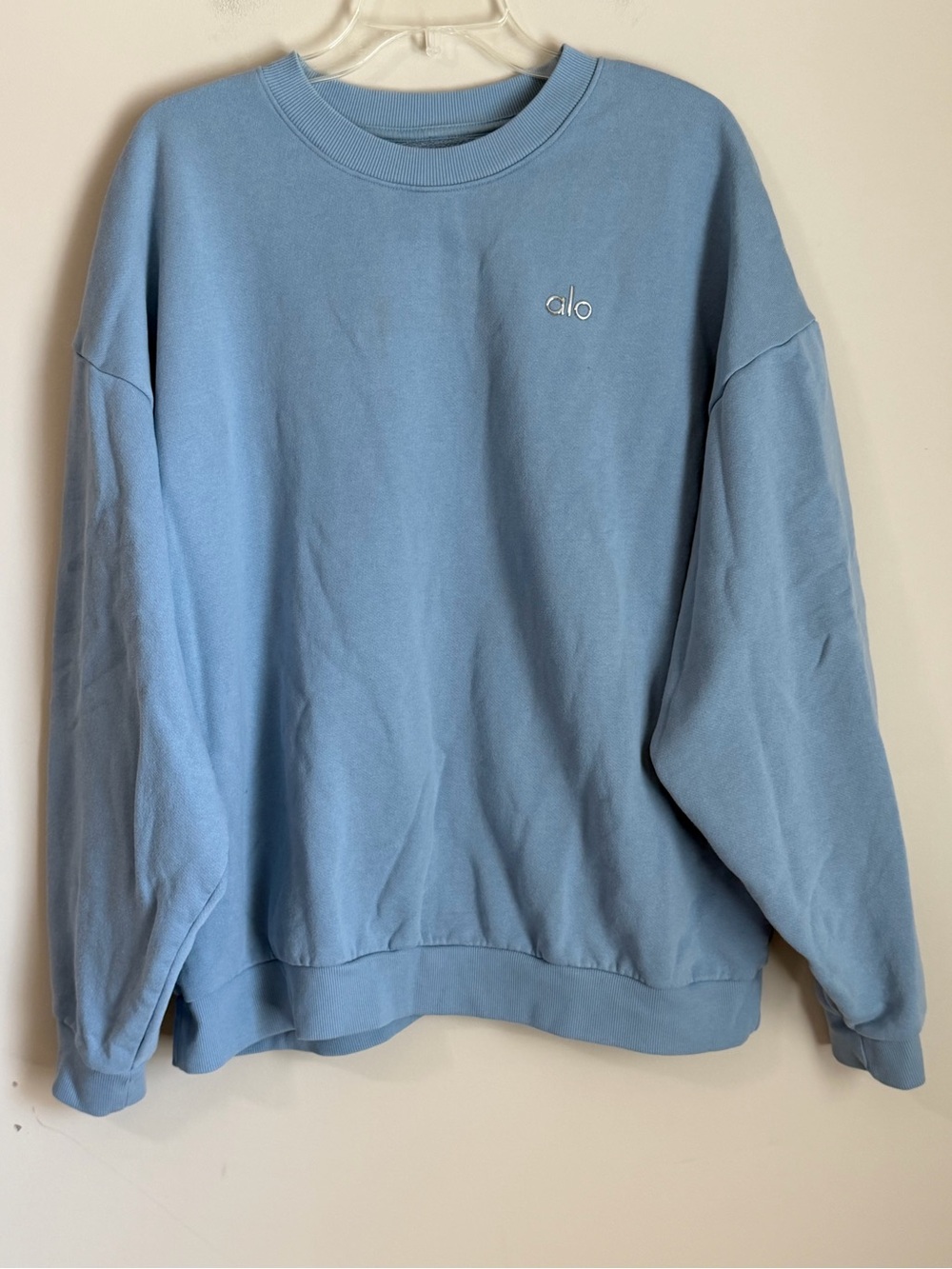 Alo Accolade Crewneck Pullover Sweatshirt Women's L or XL Light Blue